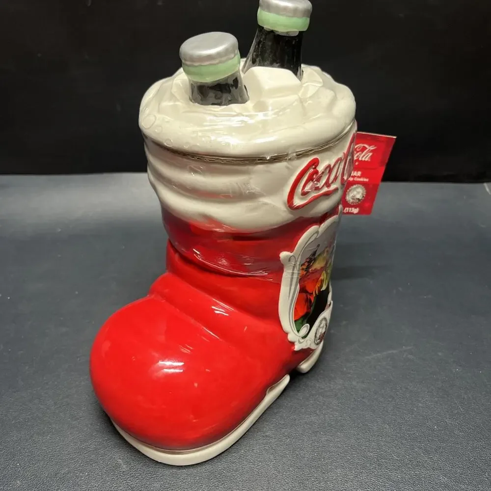 Vintage Coca Cola 75th Anniversary Santa Boot Cookie Jar Ceramic Coke Christmas